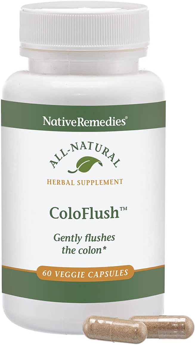 Native Remedies ColoFlush - All Natural Herbal Supplement for Gentle Flushing of The Colon - Supports Healthy Functioning of The Digestive System - 60 Veggie Caps