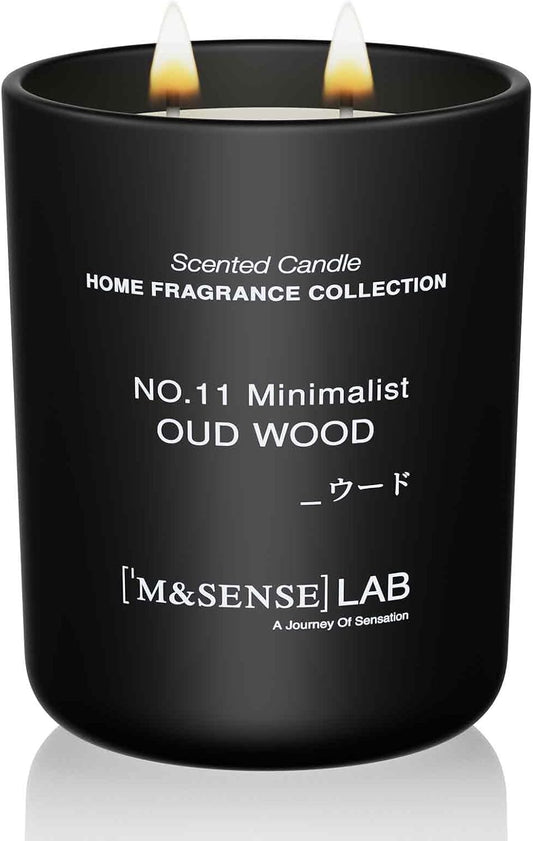 M&SENSE Natural Soy Candle| Oud Wood | 16.6 oz, 95H Burn | Minimalist Scented Candle for Relaxation, Gifting, Home Décor | for Bedroom, Office, Party Large