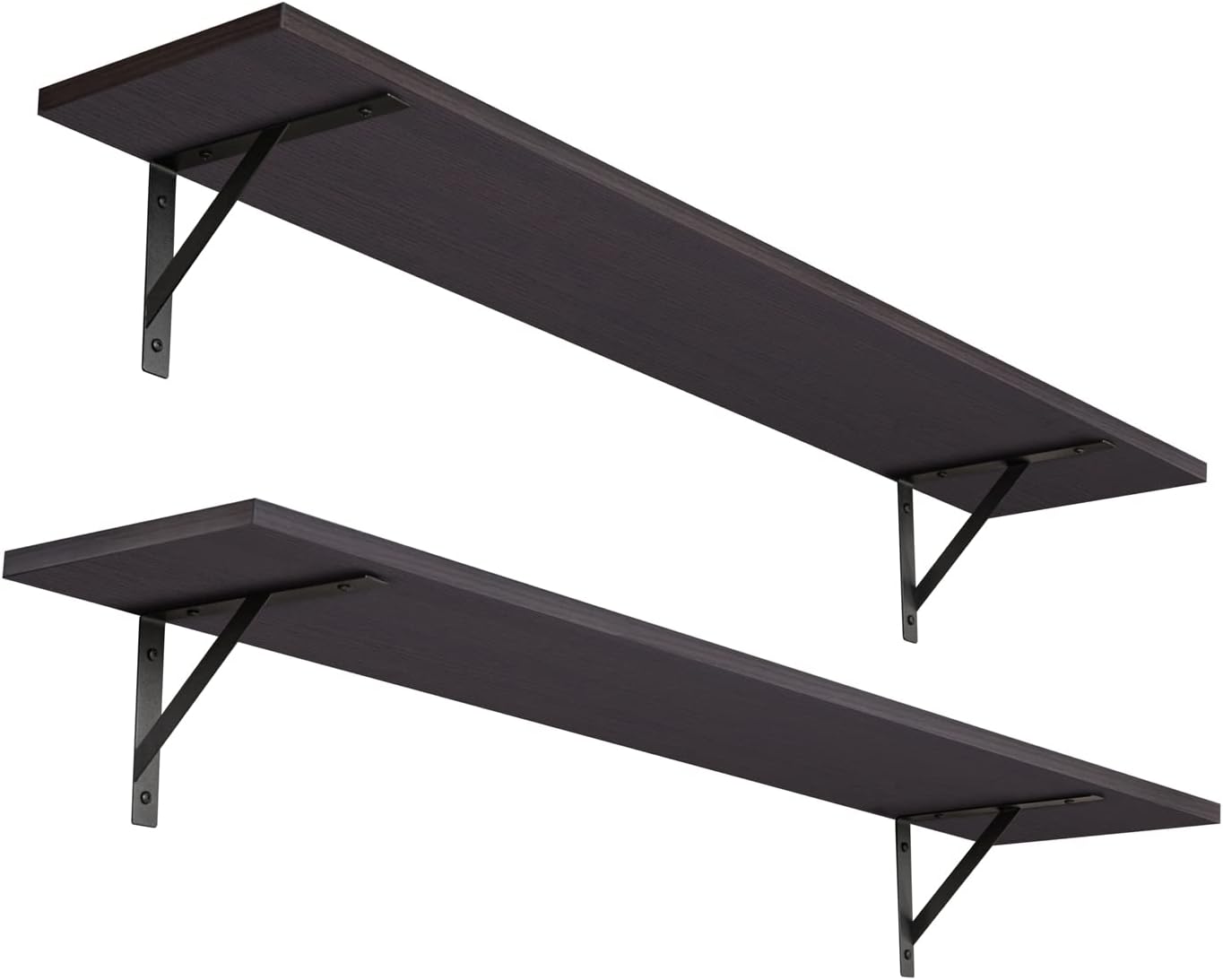 DINZI LVJ Long Wall Shelves, 39.4Inch Wall Mounted Shelves Set of 2, Extra Large Wall Storage Ledges with Sturdy Metal Brackets for Living Room, Bathroom, Bedroom, Kitchen, Espresso