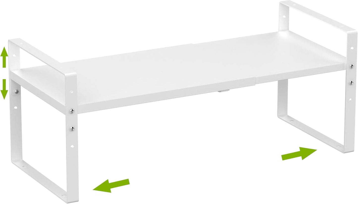 Expandable,Stackable Spice Rack,Seasoning Organizer and Storage,Spices Jar Racks for Cabinet,Countertop, Metal Pantry, Cupboard,Laundry Storages,Heavy Duty(1 Pack/Large/White)