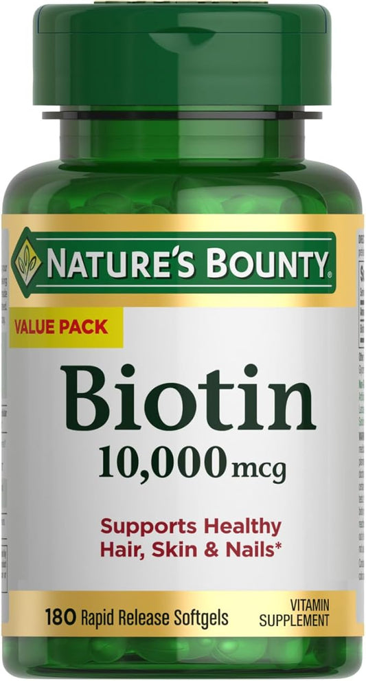 Nature's Bounty Biotin, Supports Healthy Hair, 10,000 mcg, 180 Ct