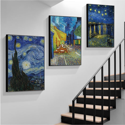 ARTFEB 3 Piece Canvas Wall Art,Classic Van Gogh Artwork Painting Reproduction,Starry Night Giclee Canvas Prints Wall Art for Home Office Decor