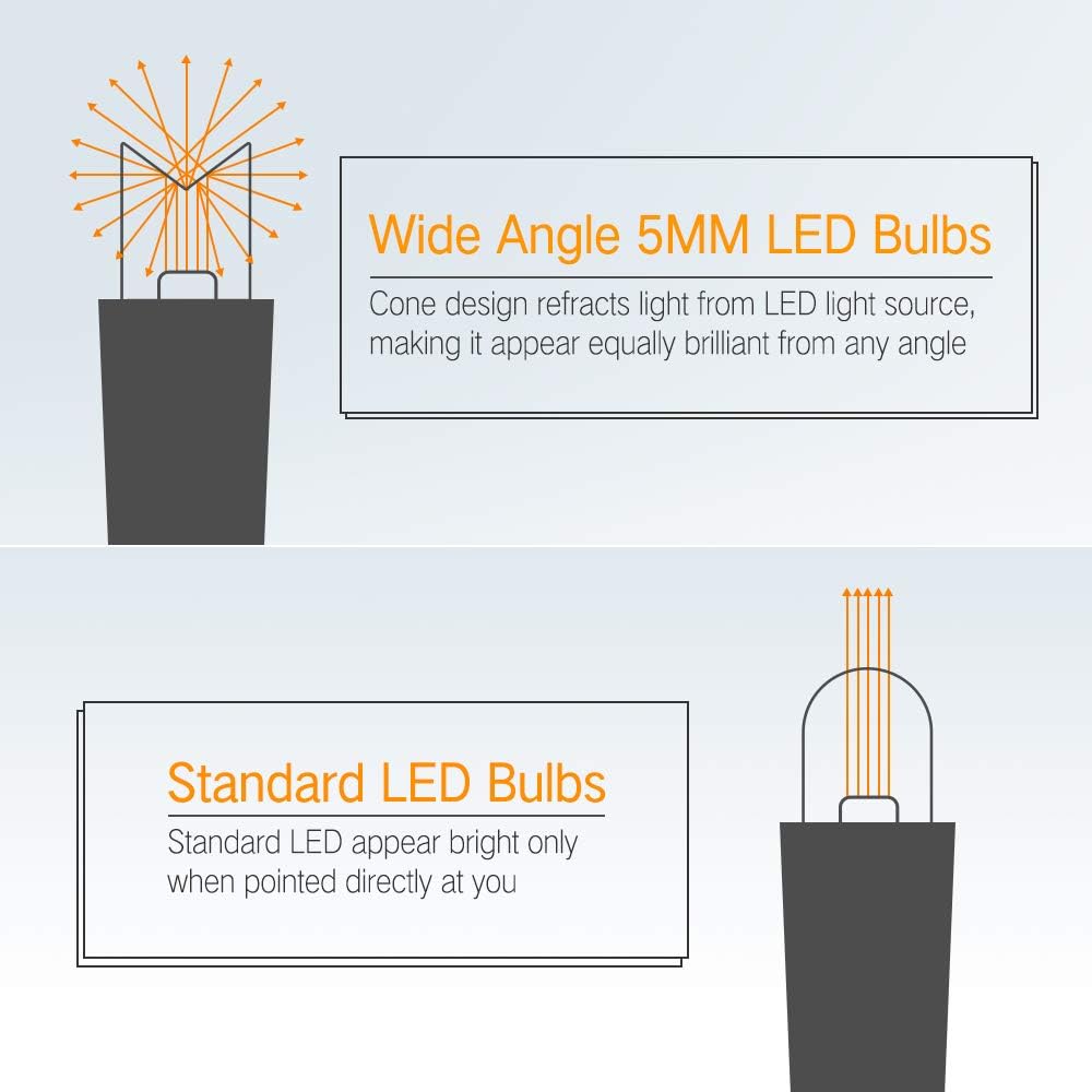 Brizled Orange Halloween Lights, 33ft 100 LED 5mm Wide Angle Orange Halloween String Lights, 120V UL Certified Connectable Mini Amber Light String for Tree Party Home Indoor Outdoor Decor, Black Wire