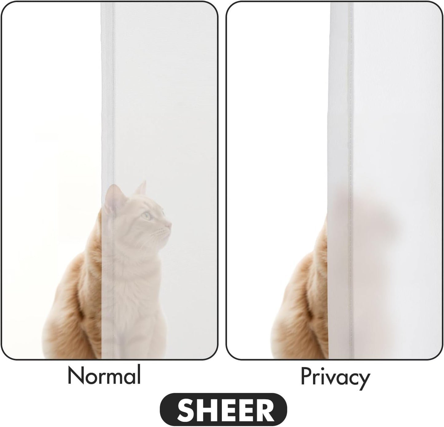 MIULEE White Privacy Sheer Curtains That Let Light in 63 Inches Long Non-See-Through Semi Sheer Curtain Light Filtering Window Curtains Drapes for Living Room Bedroom 2 Panels Set 42 X 63