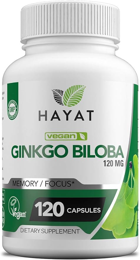 HAYAT Vitamins Vegan Ginkgo Biloba 500 MG 120 Capsules,
