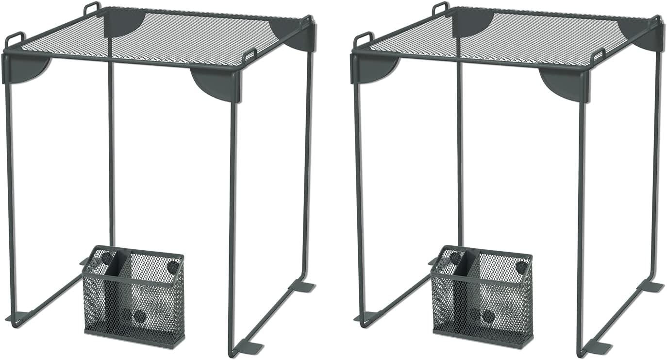 Neudeco Locker Accessories and Decor Kit, Including Mesh Shelf, Organizer, Magnetic Basket and Pen Holder, Suitable for School, Work, Kitchen, Bathroom, (Pack of 4, Grey)