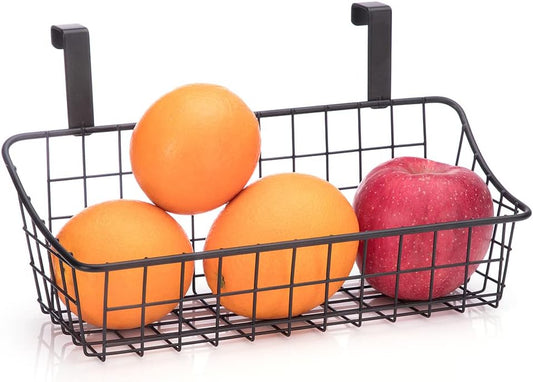 LeleCAT Basket with hook Grid Storage Basket, Hang it behind a door or on a railing, Over the Cabinet Door, Small, BLack,1 Pack