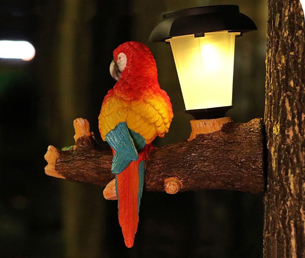 ParrotTree Hugger with Solar Lantern Outdoor Garden Hanging Statues Fence Solar Lights Ideal Parrot Housewarming&Birthday Gifts for Grandma Mom Women