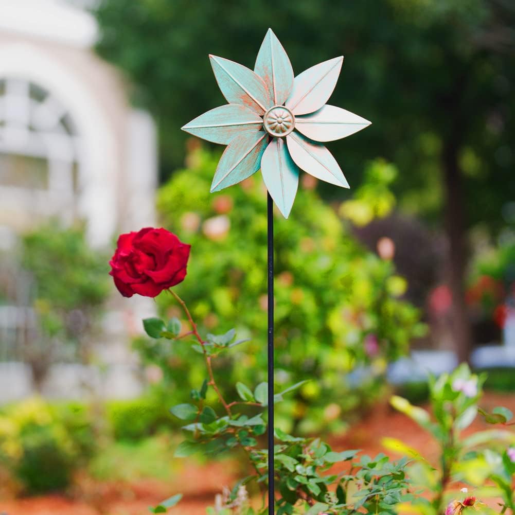 DREAMYSOUL Pinwheels for Yard and Garden, 38 Inches Metal Kinetic Wind Spinner for Outdoor Garden Patio Yard Decor