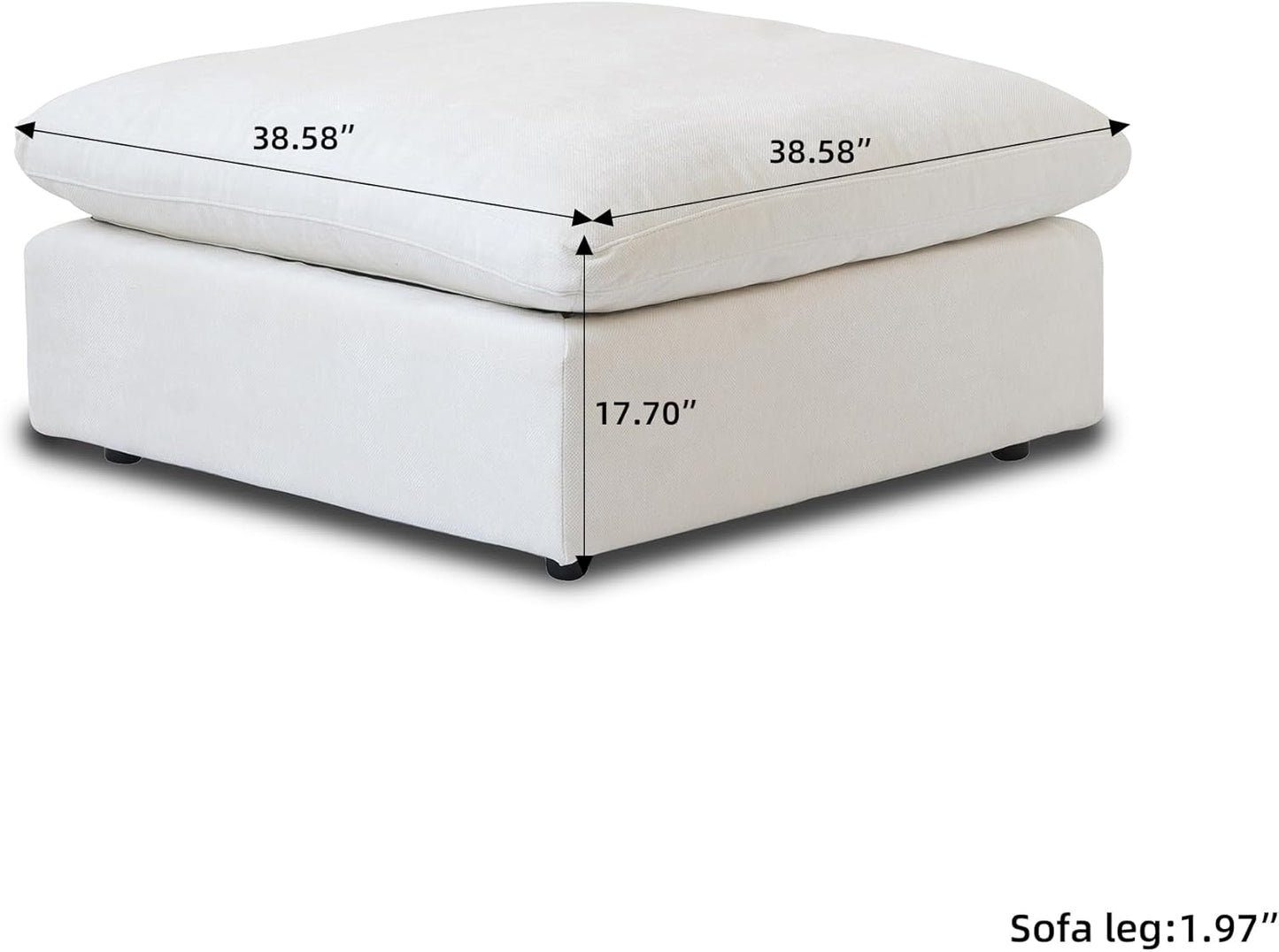 JACH Modular Ottoman Seater for Living Room, Cushion Covers Removable, Minimalist Comfy Footstool, Breathable Ottoman for Living Room Apartment (White)