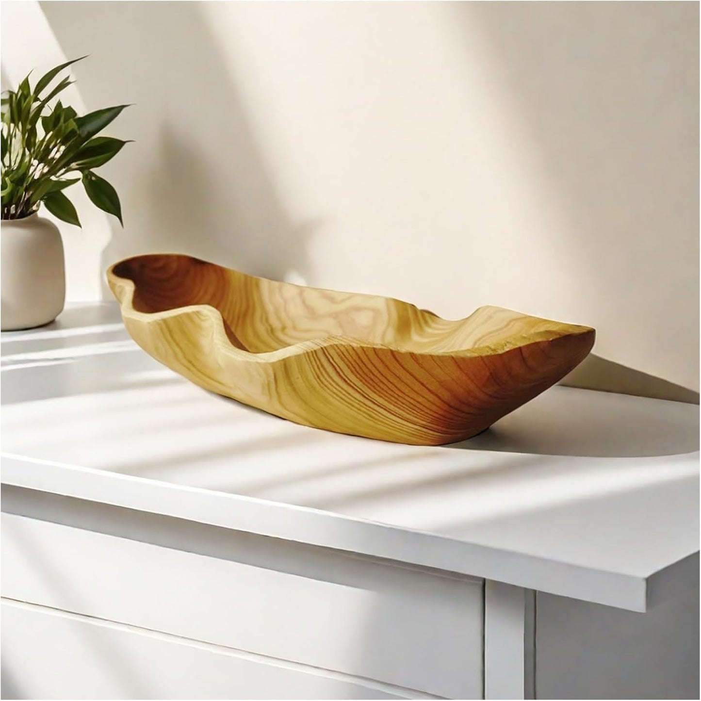 ZOY&TORA Large Handmade Decorative Wooden Dough Bowl, Natural Wood Grain Finish,Kitchen Coffee Dining Table Centerpiece Decor Tray,Farmhouse Style,driftwood bowls