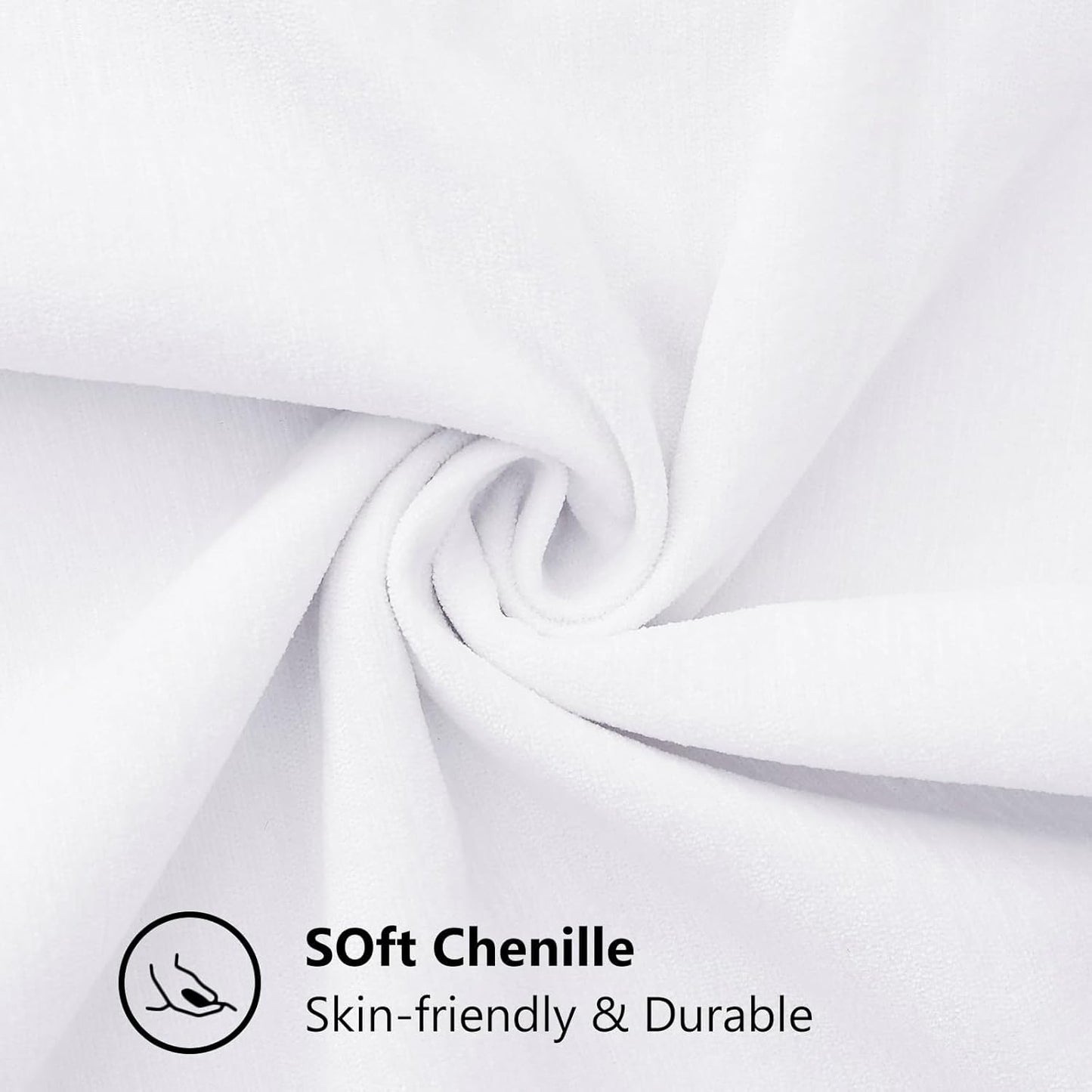 decorUhome Chenille Soft Throw Pillow Covers 22x22 Set of 2, Farmhouse Velvet Neutral Decorative Euro Pillow Covers with Stitched Edge for Couch Sofa Bed Home Decor, White