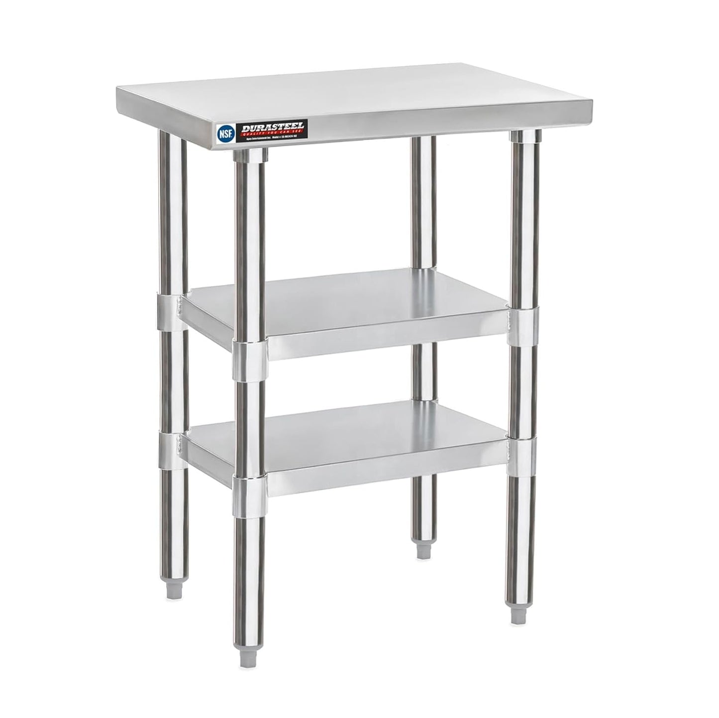 DuraSteel Food Prep Stainless Steel Table - 24 x 18 Inch Commercial Metal Workbench with Adjustable Under Shelf - NSF Certified - for Restaurant, Warehouse, Home, Kitchen, Garage
