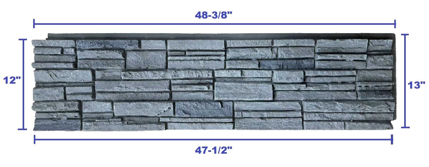 OTECKO 6-Pack Faux Stone Wall Panel 48 in x 13 in x 2 in Stacked Stone High Density Polyurethane Wall Siding Panels 24 sq ft, Easy Install, Interior/Exterior Iron Gray