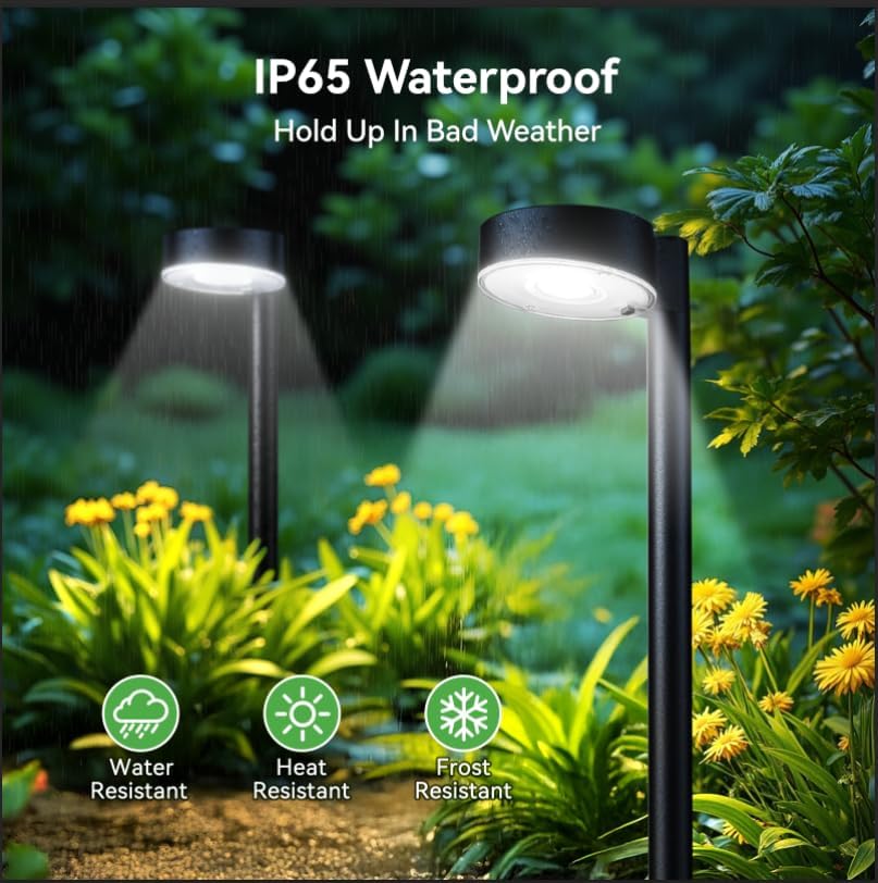 8 Pack Solar Pathway Lights Outdoor, 12 Brighter LED Solar Lights Outdoor Waterproof, Up to 12 Hrs Modern Path Light for Yard Garden Walkway Driveway Lawn, Cool White
