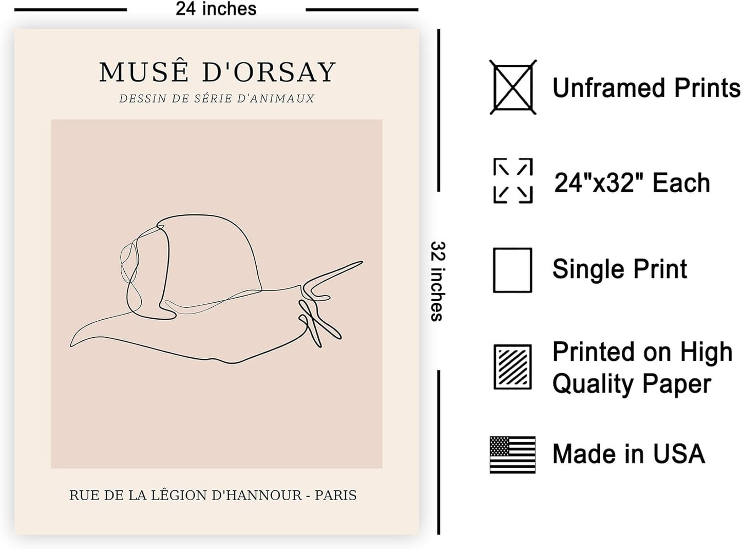 Poster Master Vintage Poster - Retro One Line Snail Drawing Print - Snail Line Art - Minimal Gift for Men, Women, Animal Lover - Abstract Wall Decor for Home, Office, 24x32 Unframed Wall Art