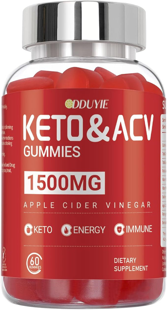 Keto ACV Gummies - 1500mg Apple Cider Vnegar Gummies - with Pomegranate Beetroot & Vitamin B12 B6 - GMO Free & Made in USA - 60 Count