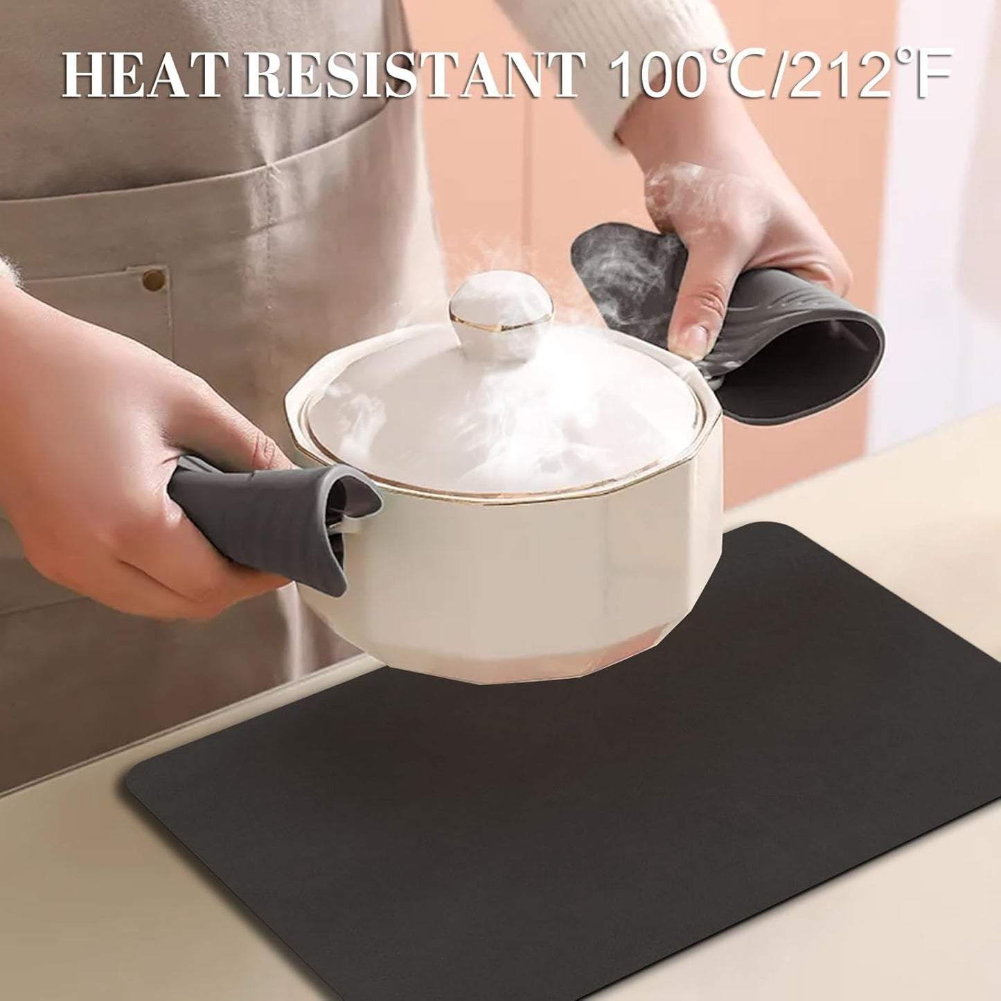 Faux Leather Placemats, Set of 4, 12''×17' Textures on Both Sides, Heat-Resistant, Waterproof and Oil-Proof, Reversible Place Mats for Kitchen, Dining Table, Outdoor-Coffee&Black