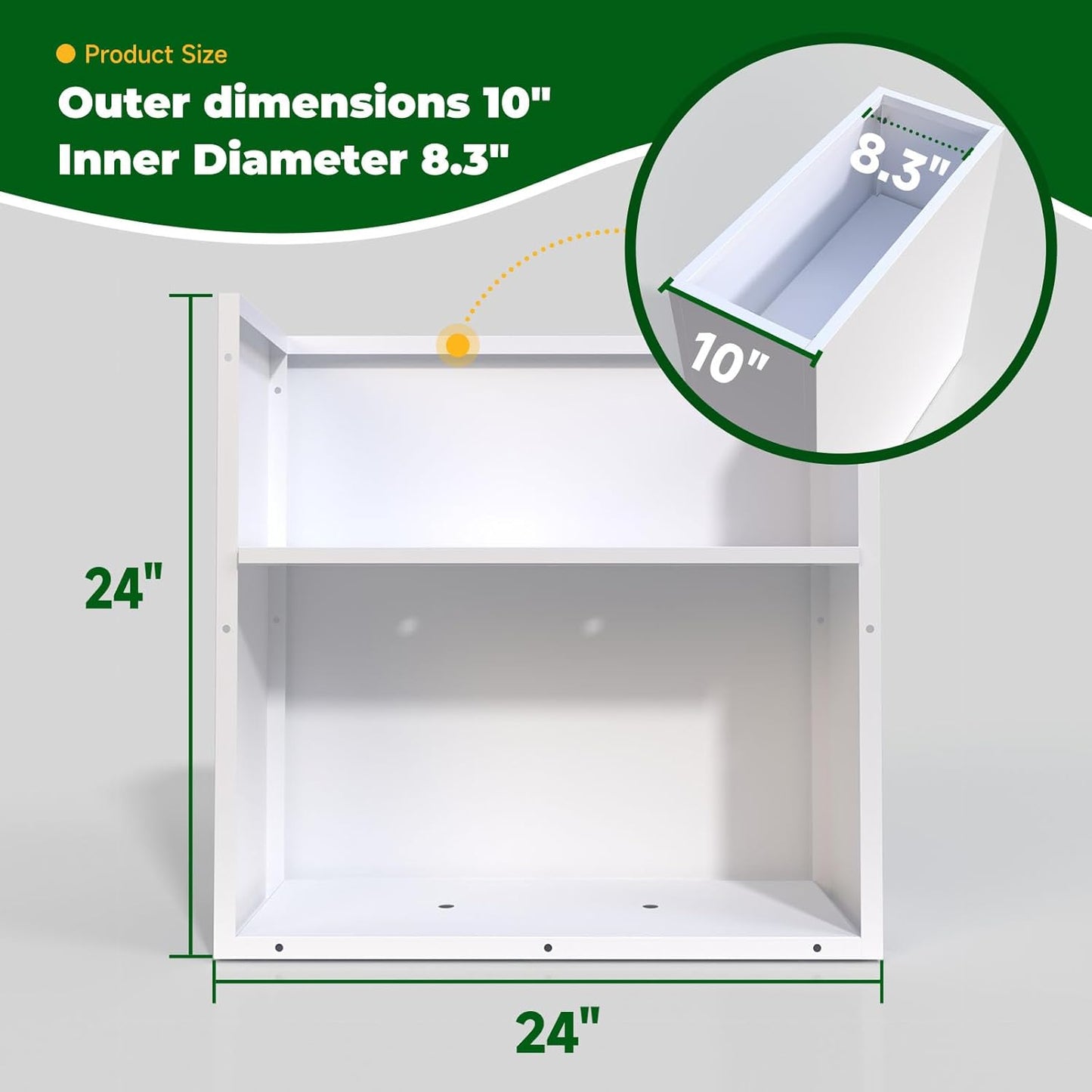 Galvanized Steel Metallic Heavy Planter for Outdoor Plants Metal Outdoor Planter Spliced Flower Box with Partitions for Outside,Indoor,Garden (White, 24 * 10 * 24)