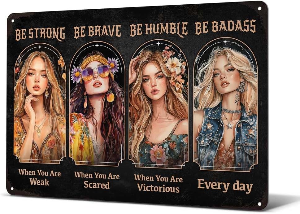 Heuhuww Vintage Positive Energy Wall Decor-Be Strong When You are Weak,Women Encourage And Inspire Metal Sign for Home Office Room Encouragement Gifts for Women Girls 8"x12"(H27)