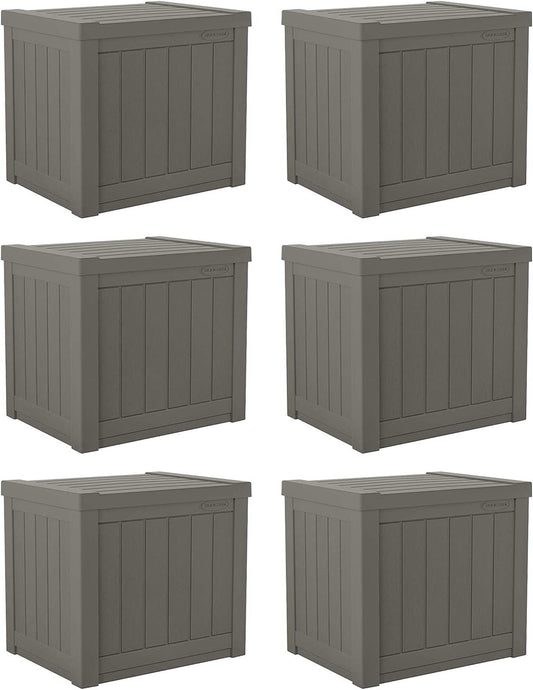 Suncast SS500ST 22 Gallon Small Resin Outdoor Patio Storage Deck Box (6 Pack)