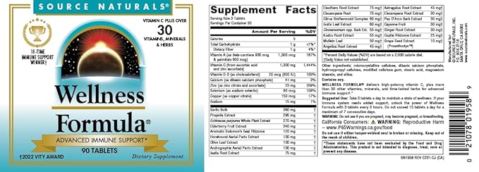 Source Naturals Wellness Formula Bio-Aligned Vitamins 90 Tablets
