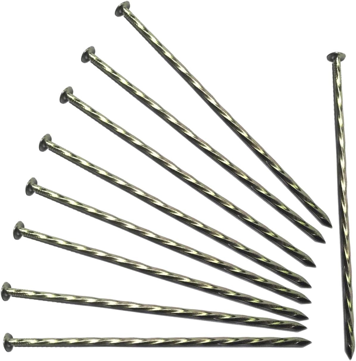 Camping Stakes Tent Pegs 9 Pack 8" Galvanized Non-Rust Metal Edging Spike, Garden Spiral Landscape Piles/Anchors for Paver Edging, Turf Stakes, House Construction, Carpentry Nail, Tent Stakes