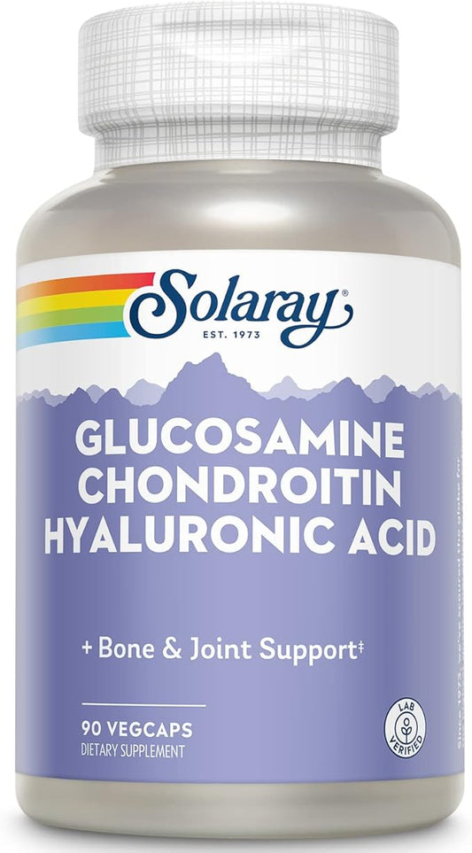 SOLARAY Glucosamine Chondroitin and Hyaluronic Acid, 1500mg/1000mg/20mg 90 90 Capsules