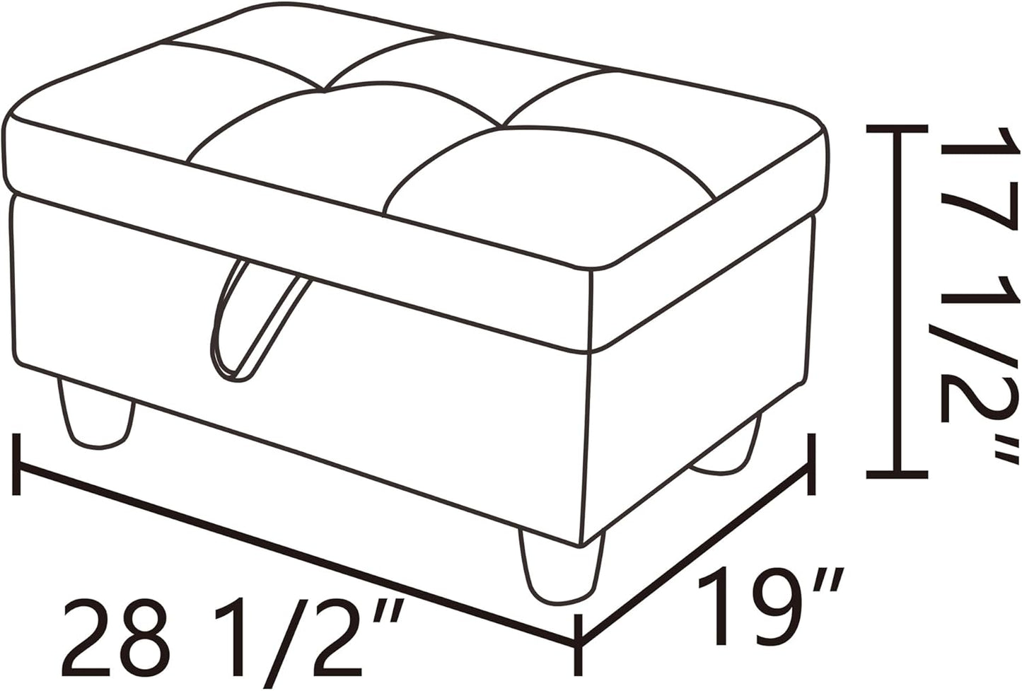 Ottoman Rectangular Storage Ottoman Bench, Flannel Footrest Stool Footstool with Lid for Living Room, Bedroom, Entryway, Gray, 28.5"x19"x17.5"