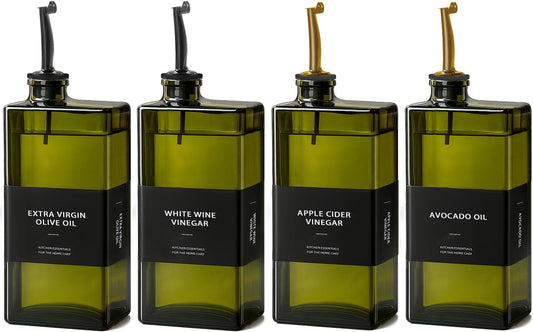 Olive Oil Dispenser Bottle for Kitchen - UV-Protected Oil Bottles 16.9oz, Oil and Vinegar Dispenser Set, Drip-Free Pourer, Elegant Kitchen Essential- 16.9oz, Set of 4