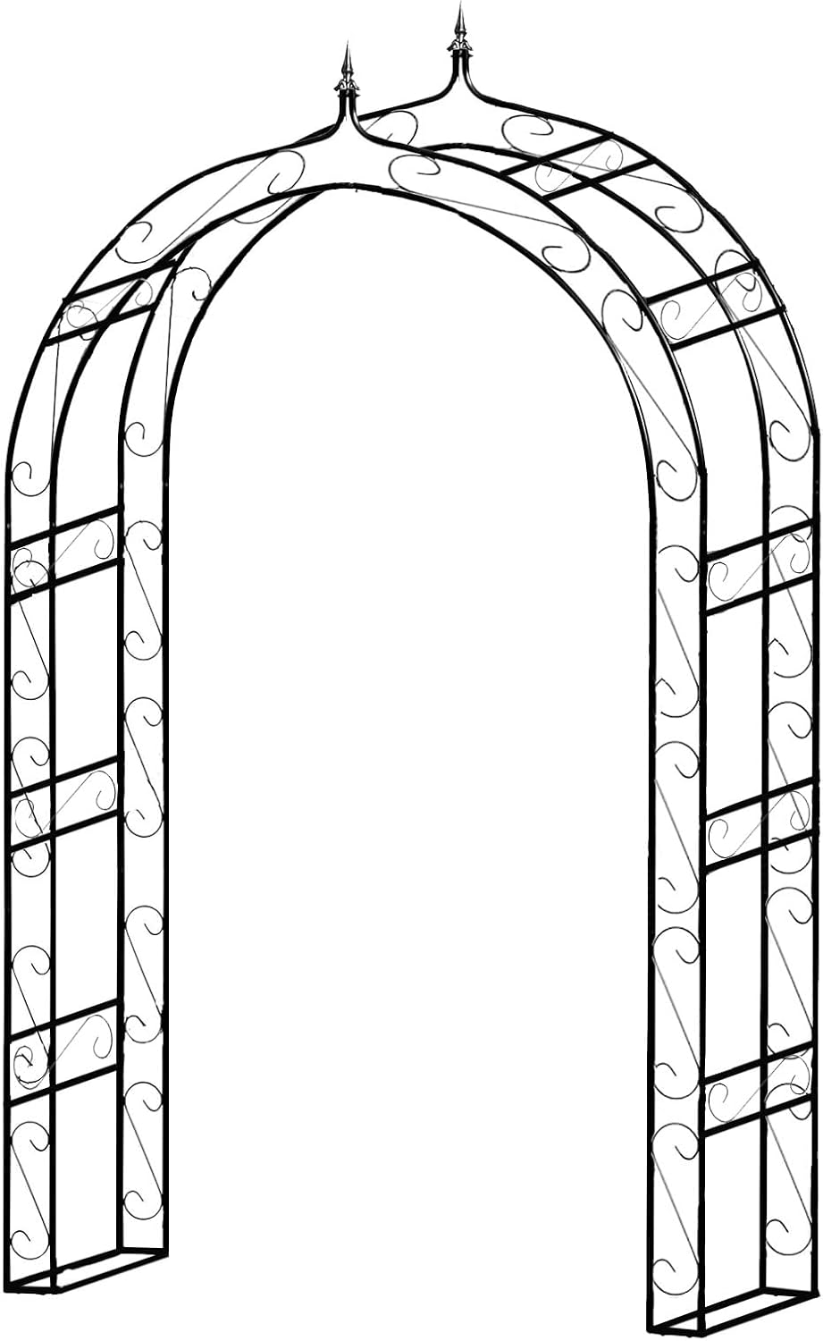 Adorox 8’ Classic Decorative Metal Garden Arch Arbor for Wedding, Bridal Party, Various Events, Garden Archway or Focal Point with/Without Climbing Plants Vines Flowers or Festival Lights Decorations