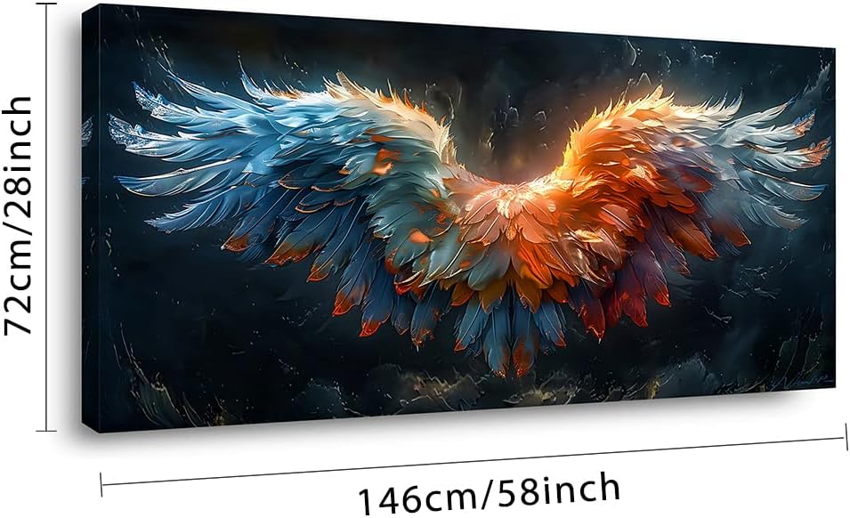 LASMOND Beautiful Colorful Angel Wings Religion Wall Art Decor Artwork for Girls Room Bedroom Living Room (58x28 Inches)