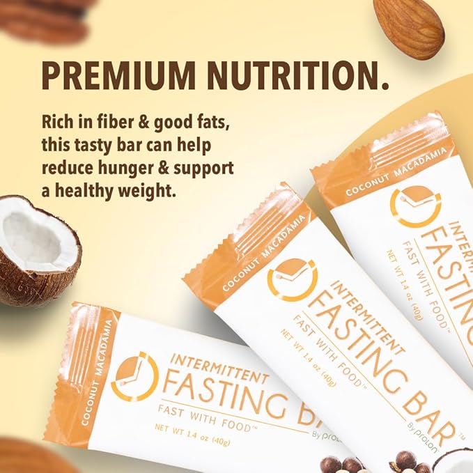 Prolon Fast Bars | Keto, Gluten Free, Dairy Free, Plant Based Protein, Intermittent Fasting Bars | Developed to Not Break Your Fast | Coconut Macadamia Nut, 24 Ct