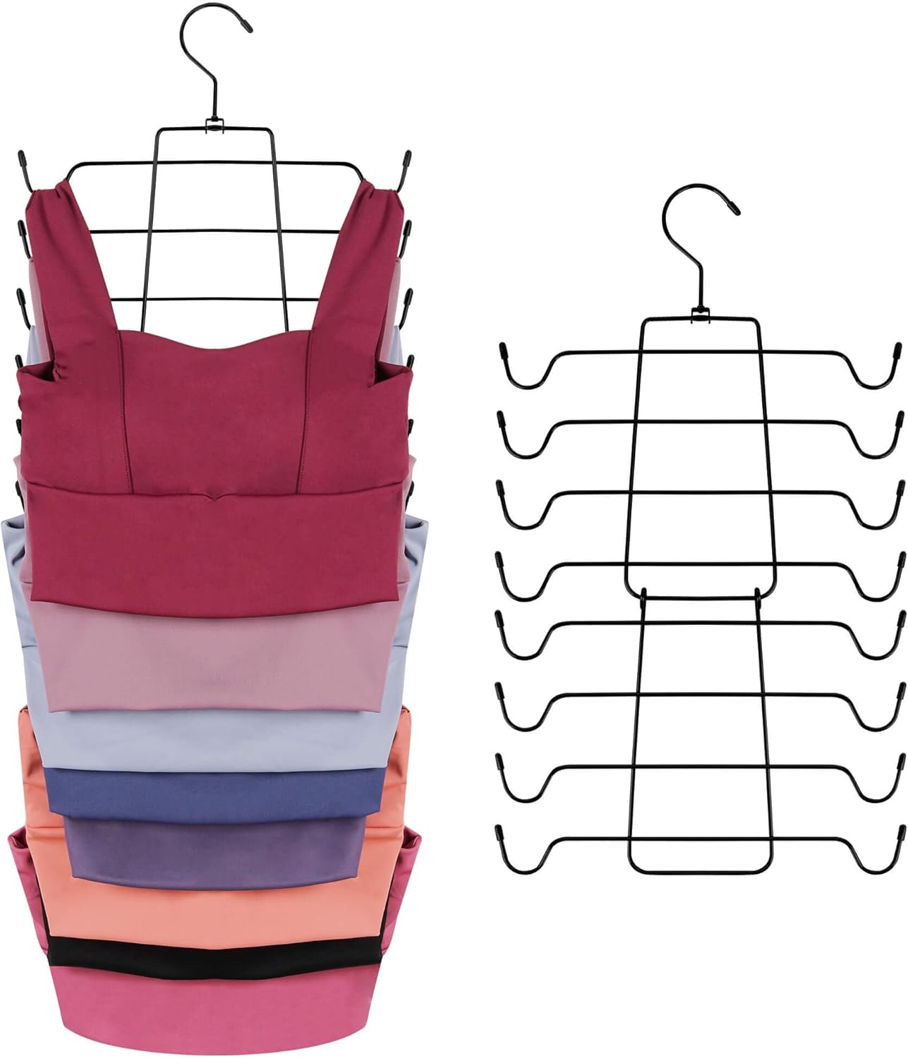 ZEDODIER Tank Top Hanger, Space Saving Bra Hangers, Non-Slip Hanging Sport Bras Holder, Closet Organizers and Storage for Camisoles Tank Tops Bras Ties Swimsuits Strappy Dress, Black