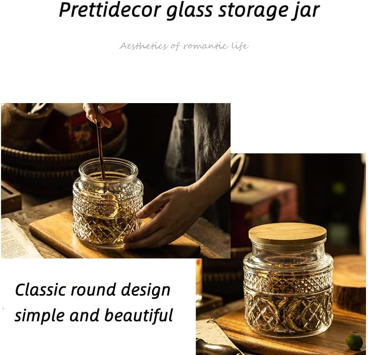 Glass Storage Jar, 38 FL OZ, Food Canisters with Bamboo Lid, Kitchen Containers Decorative Airtight Glass Jars For Cereal Nuts Snack Candy Cookies Coffee Tea