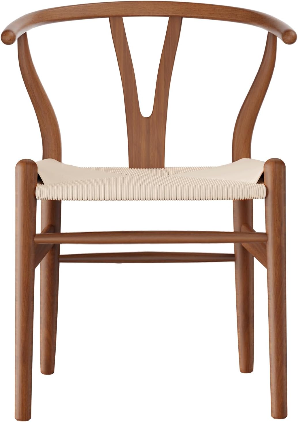 Tomile Solid Wood Wishbone Chair Y Chair Mid-Century Armrest Dining Chair, Hemp Seat (Ash Wood - Walnut., Pack of 1)