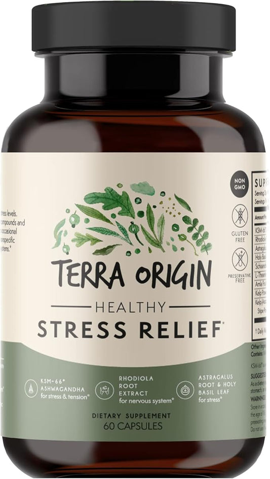 TERRA ORIGIN Healthy Stress Relief Capsules 60 Capsules KSM-66 Organic