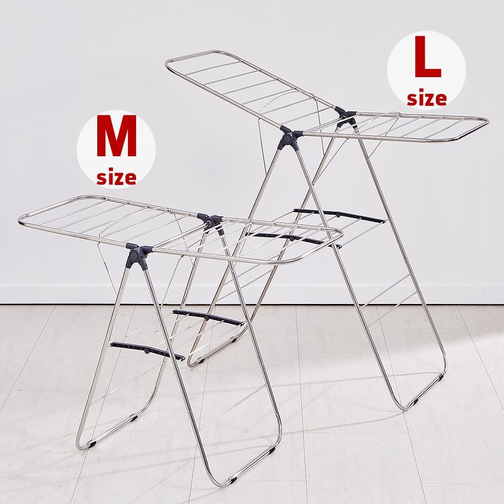 TRES BELLE 25NEW Stainless Steel Clothes Drying Rack(M)–Foldable,Lightweight,No-Slip Rods,Made in Korea,Indoor & Outdoor Use,Rust-Resistant,Towels,Underwear,Baby Clothes Drying–M Sizes