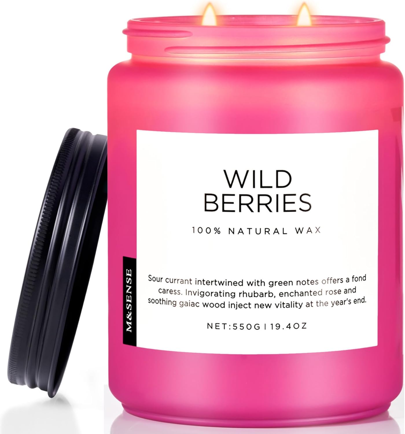 M&SENSE Wild Berries Large Soy Candles for Home Scented Organic Natural Soy Wax Candle 19.4oz 110 Hour Long Lasting, Christmas Holiday Scented Winter Gift for Bedroom Bathroom Home Decor