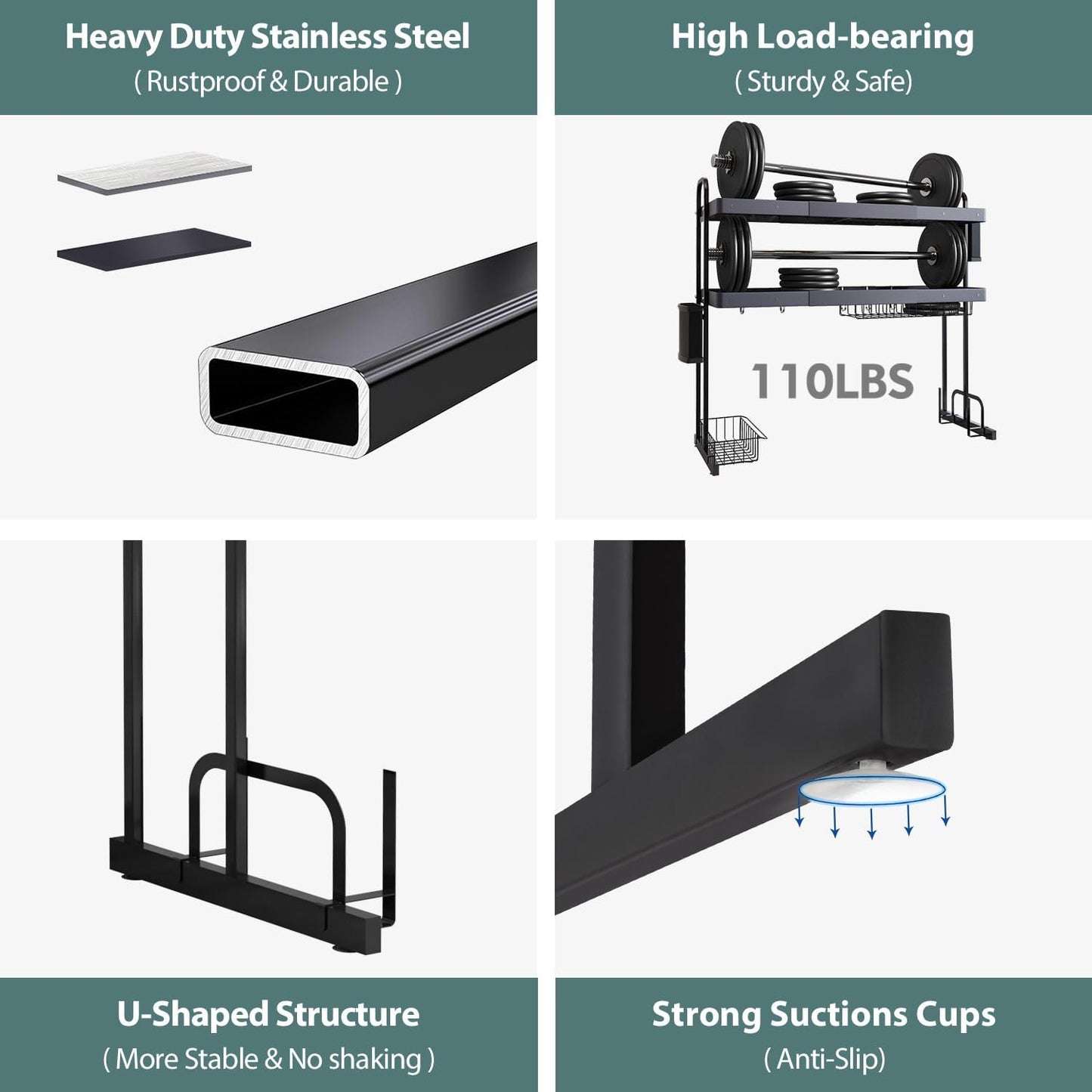 MAJALiS Over Sink Dish Drying Rack, Stainless Steel 2 Tier Large Dish Drainer Above Sink Adjustable 27.5" - 34.6", Expandable Kitchen Counter Organizer Storage Shelf with 6 Hooks