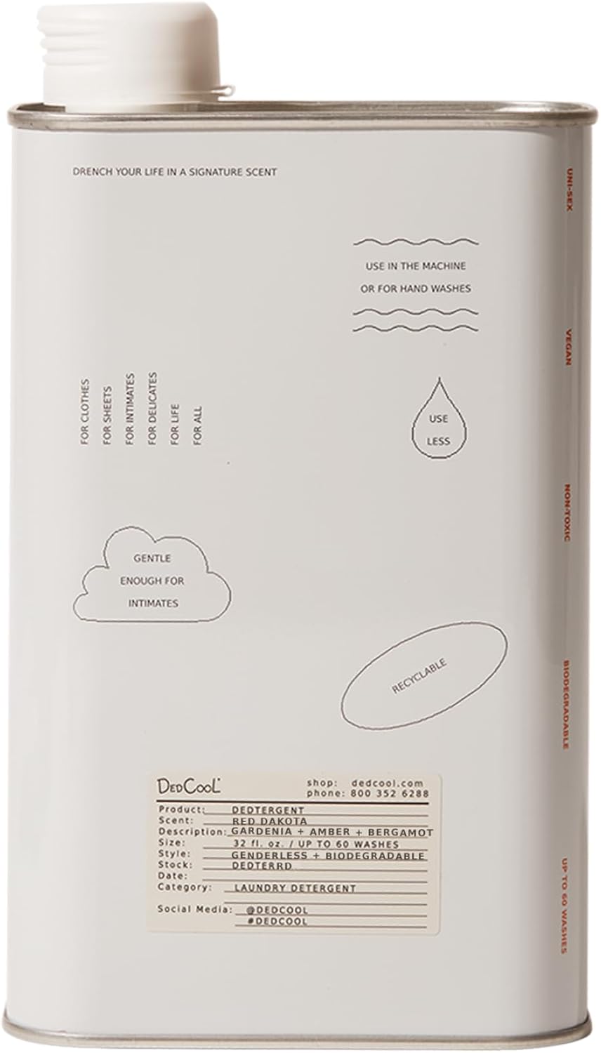 DedCool Liquid Laundry Dedtergent (Red Dakota, 32 fl oz) Luxurious Fragrance, Scented, Removes Stains, Ideal for 60 Washes, Infused with Natural Essential Oils, Vegan, Non-Toxic, Cruelty & Dye Free