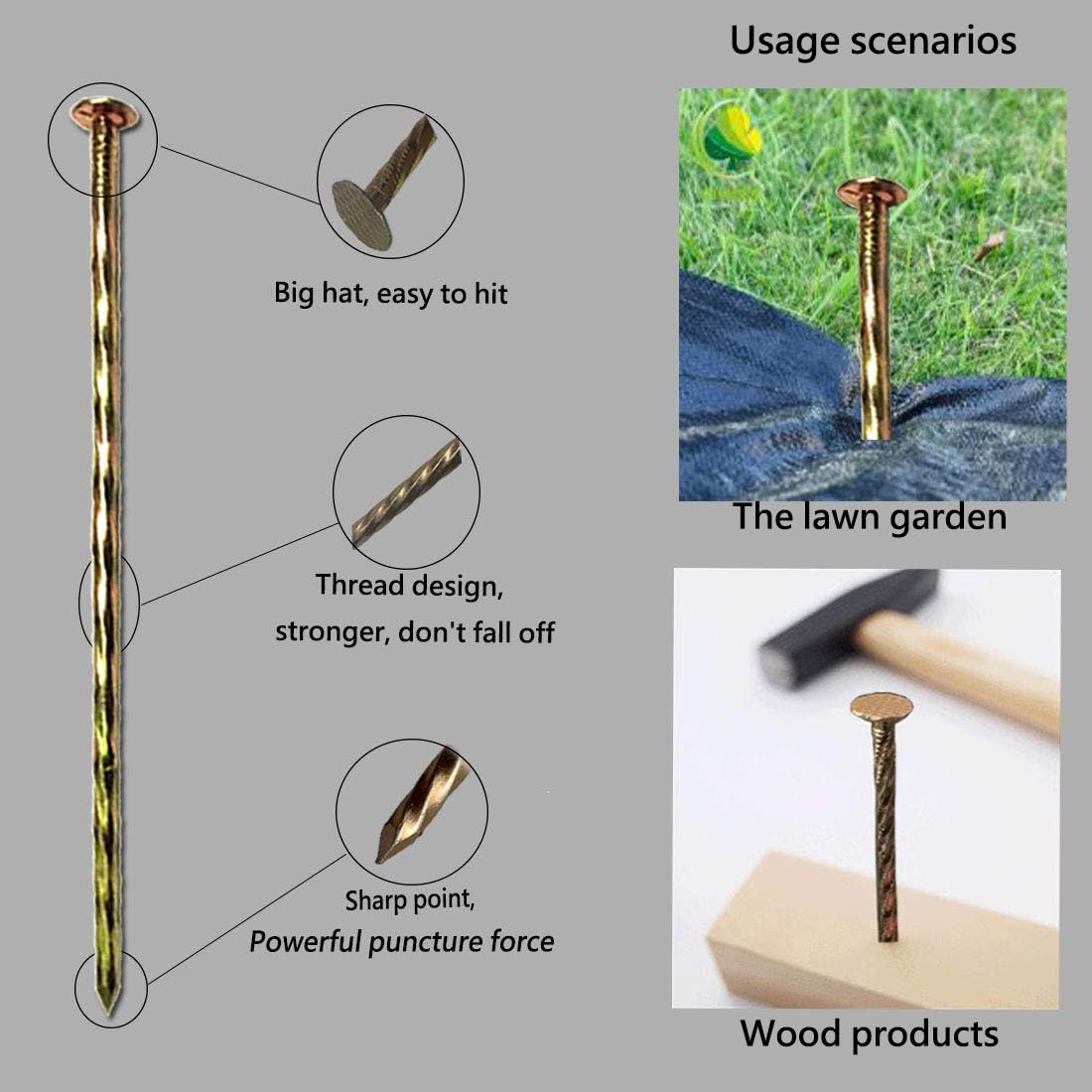 22 Pcs 8-Inch Landscape Stakes, Spiral Metal Galvanized Landscape Spikes, Garden Nails for Artificial Turf, Paver Edging, Weed Barrier, Carpentry and More