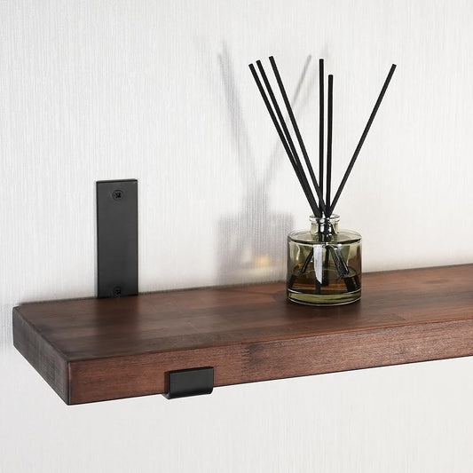 CONSDAN Floating Shelf for Wall Mounted Book Shelf Hanging Shelves Floating Bookshelf for Bedroom, Bathroom, Living Room, Kitchen USA Grown Solid Hardwood, Dark Maple 16x7.5x1.5 in