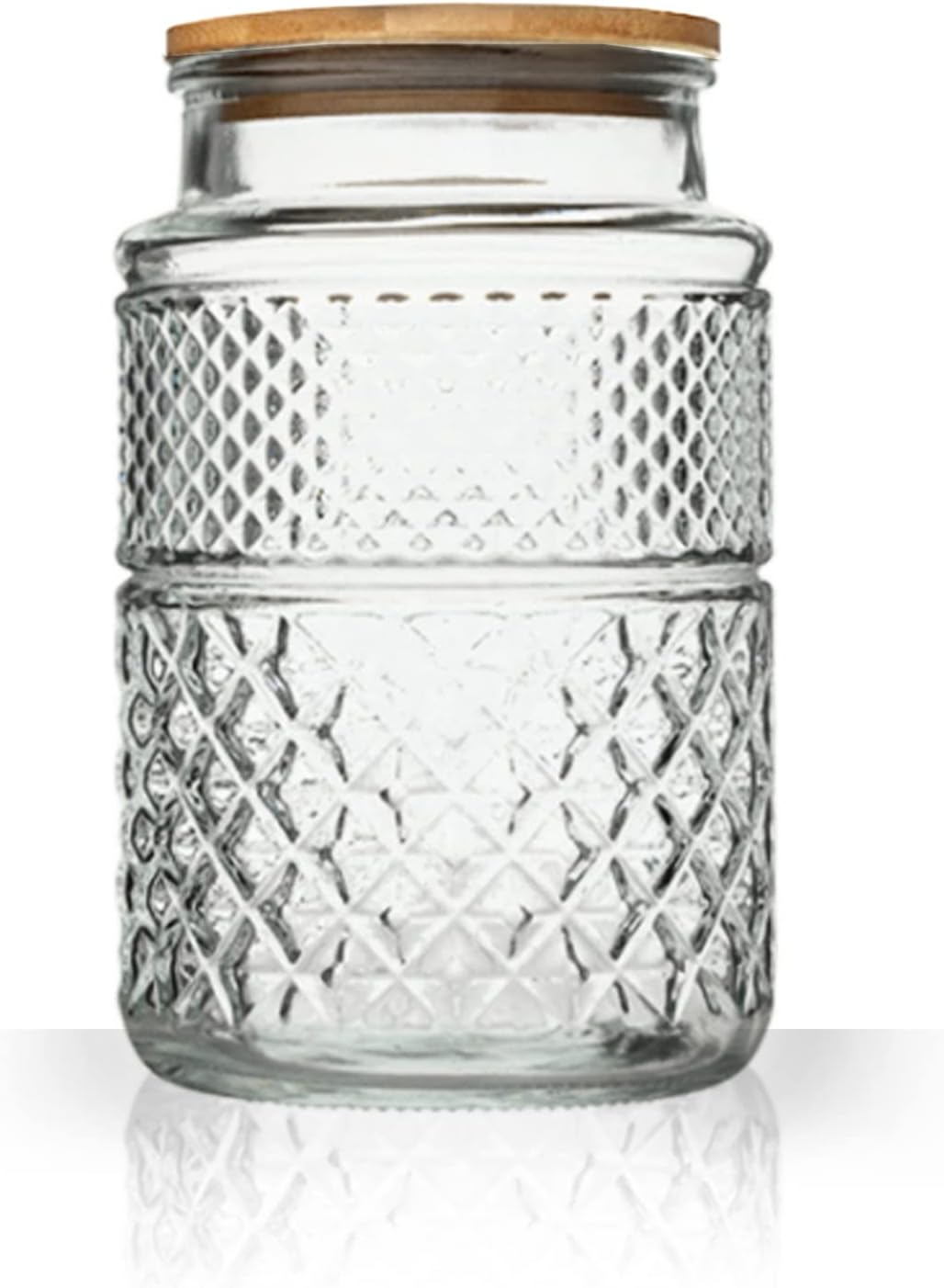 Large Glass Storage Jar, 60 FL OZ Glass Food Storage Containers with Bamboo Lid, Kitchen Containers Cereal Canisters Decorative Jar for Candy Snack Cookies Coffee Tea Nuts Airtight Glass Jars (Round)