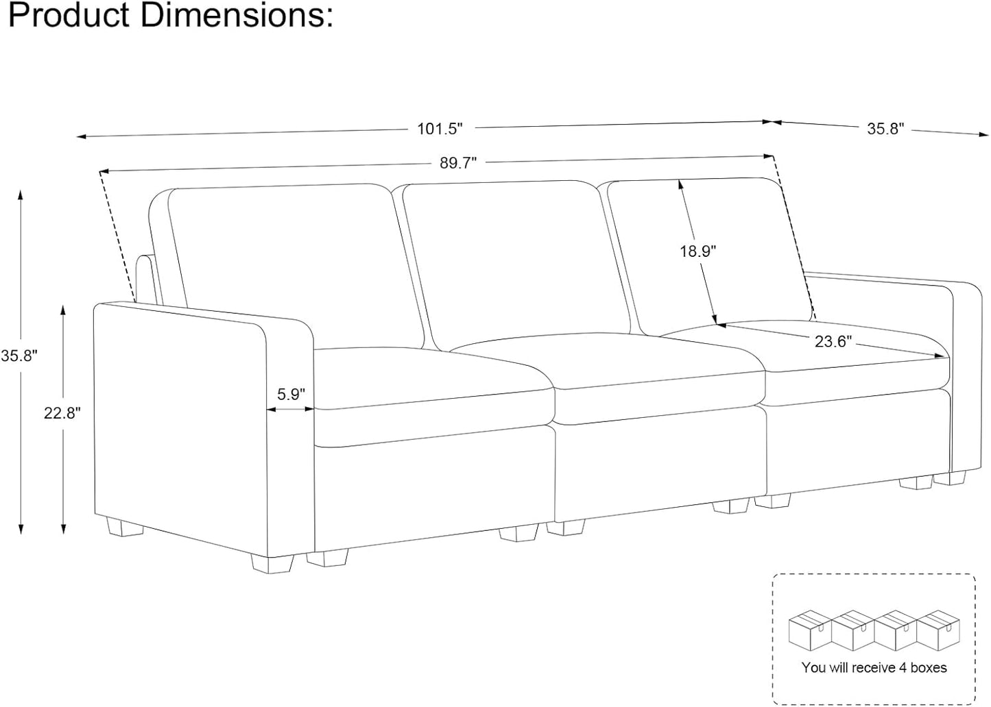 Belffin Modular Sectional Sofa with Storage Ottoman, Oversized Cloud Couch Sectional with Extra Deep Seat, Comfy 3 Seater Sectional Couches for Living Room, Plush Corduroy Light Grey
