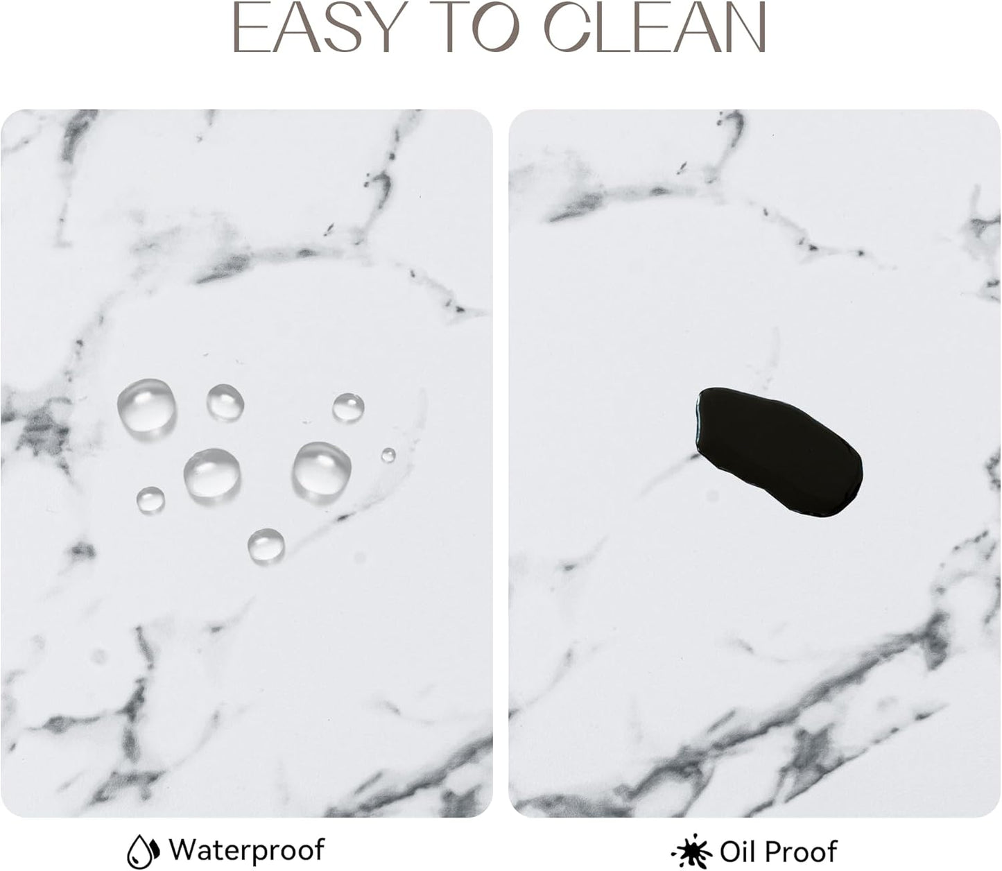 Romanstile Vinyl Placemats Set of 8-12 X 18 Inch - Heat Resistant Place Mats 100% Waterproof Oilproof Wipeable Reversible Faux Leather Table Mats for Kitchen/Dining/Party/Outdoor, Marble