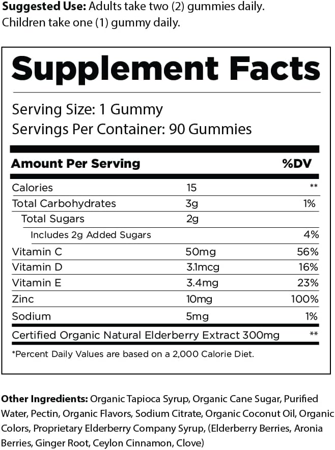 Extra Strength Elderberry Gummies with Vitamins (90 Count)