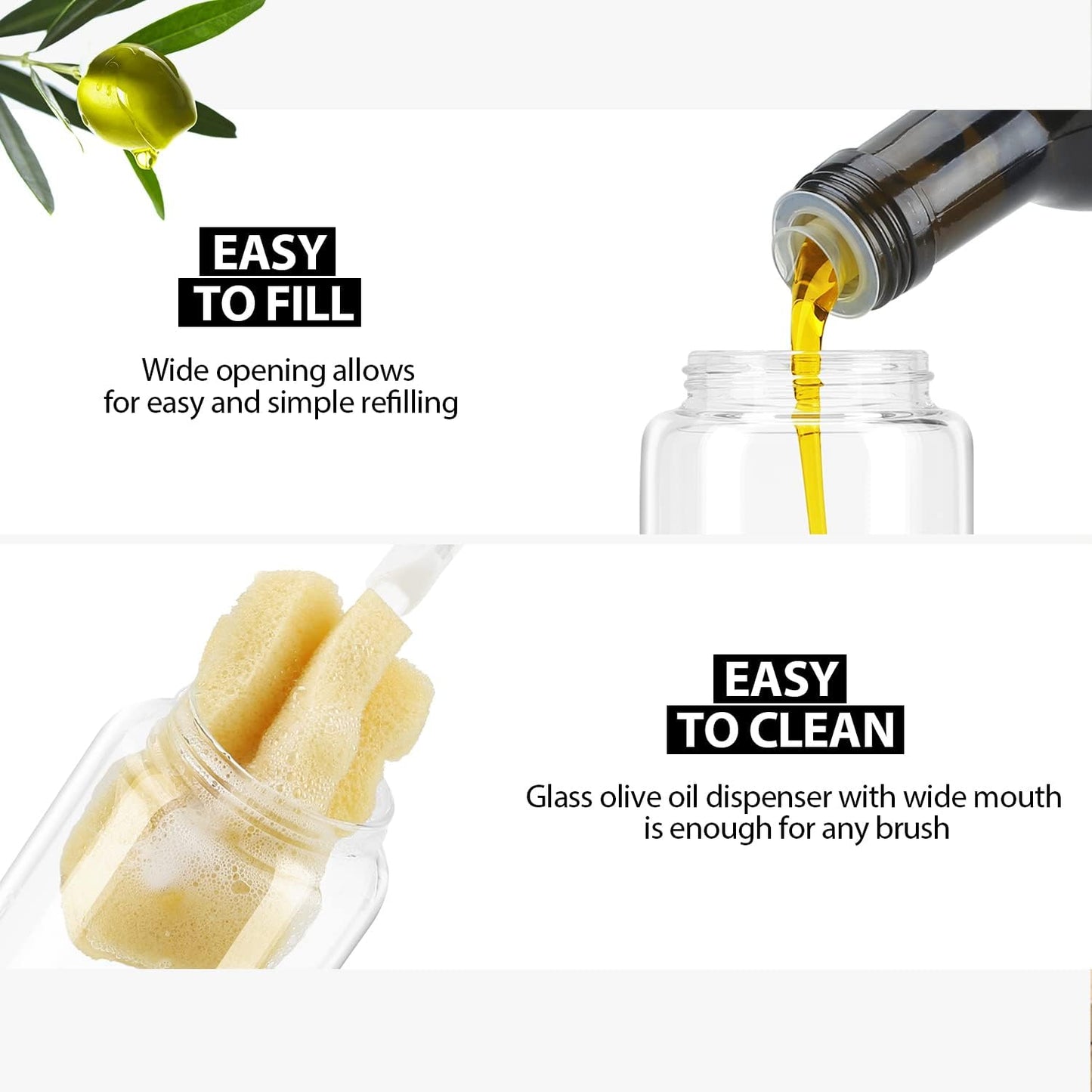 Aelga Gold Oil Dispenser - Gold Kitchen Accessories-Oil Dispenser Bottle for Kitchen with Stainless Steel Spout