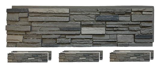 OTECKO 6-Pack Faux Stone Wall Panel 48 in x 13 in x 2 in Stacked Stone High Density Polyurethane Wall Siding Panels 24 sq ft, Easy Install, Interior/Exterior Volcano Ash (Dark Gray)