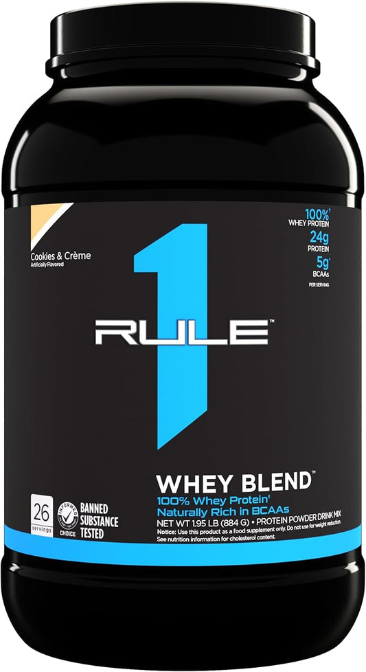 Rule One Proteins Whey Blend - Cookies & Crème, 24g Fast-Acting Whey Protein Concentrates, Isolates, and Hydrolysates Per Serving, with Naturally Occurring EAAs and BCAAs, 2lbs